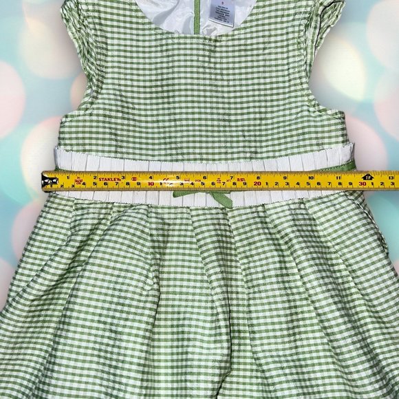Gymboree Girl’s Green and White Plaid Gingham Ruffle Bow Dress Size 5 - Picture 3 of 4